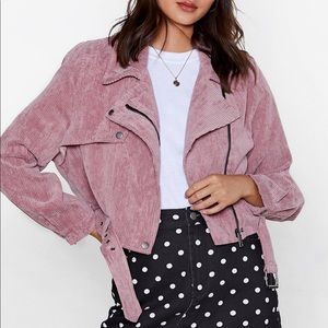 Nasty Gal Corduroy Moto Jacket with Asymmetric Zip